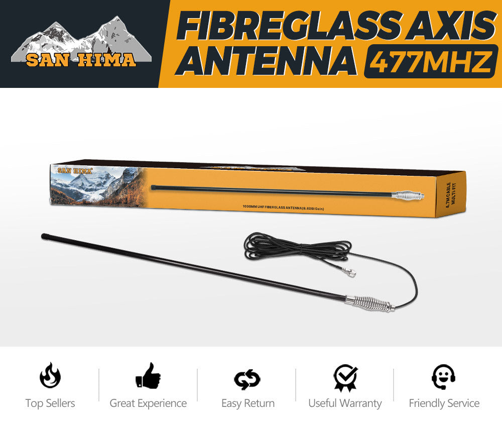 SAN HIMA 6.6DBI Black Heavy Duty Hi Gain Antenna For Uhf Cb Radio Bull Bar Fiberglass