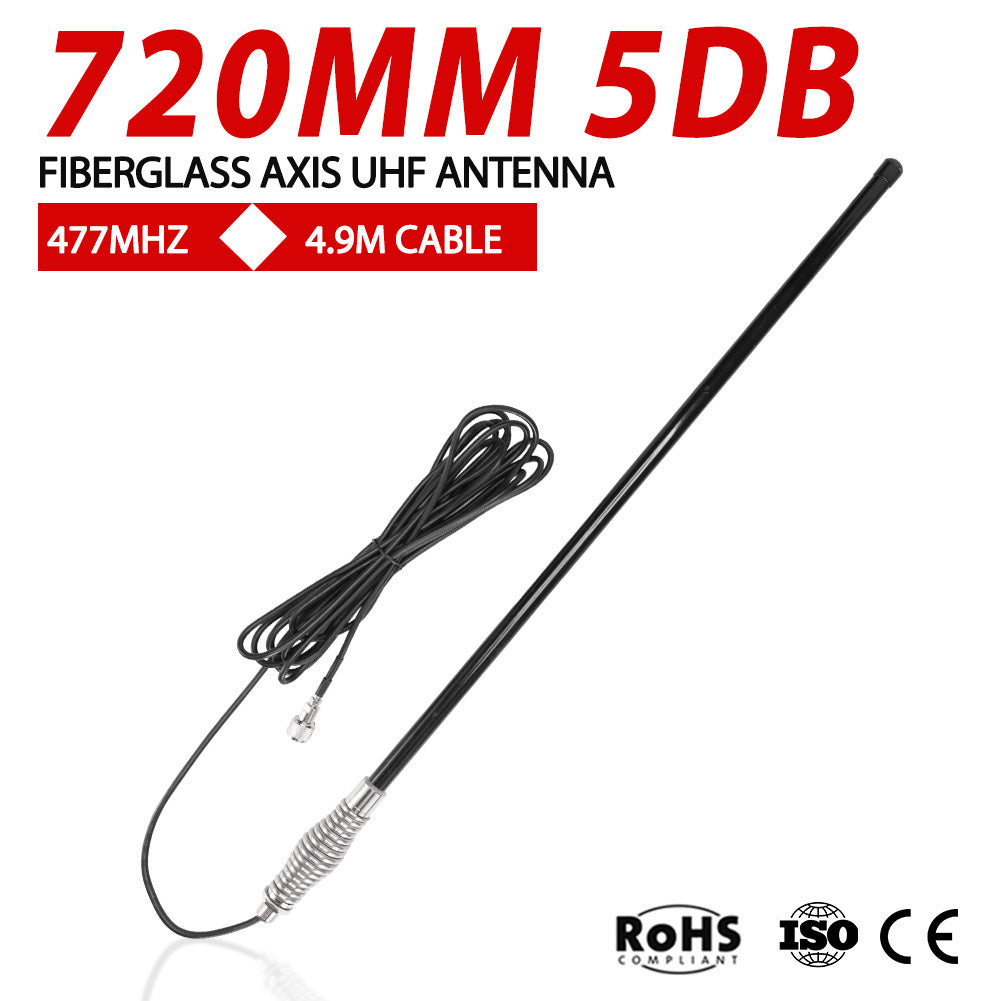 SAN HIMA Hi Gain Black Uhf 5Db Fibreglass Cb Antenna 720Mm Height For Gme Uniden Oricom