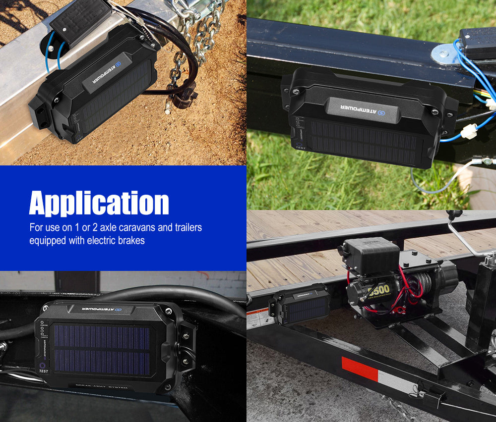 ATEM POWER Break Away System with Battery& Switch Solar Trailer Electric Brake