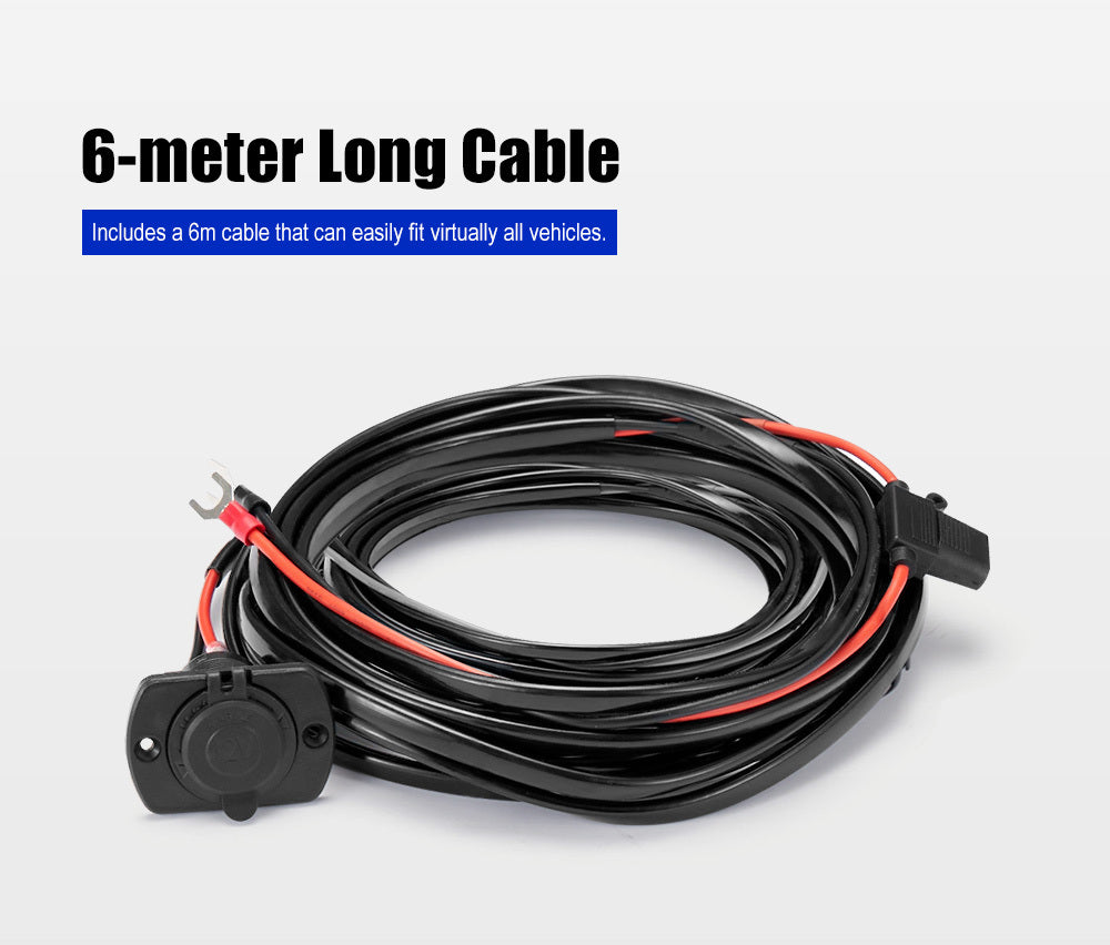 Atem Power 12V Fridge Wiring Kit 6M Cable DC Cig Socket Plug In-line Fuse 4WD