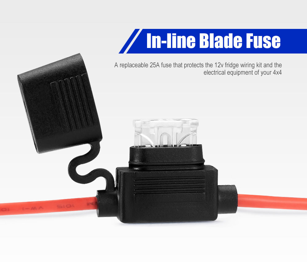 Atem Power 12V Fridge Wiring Kit 6M Cable DC Cig Socket Plug In-line Fuse 4WD