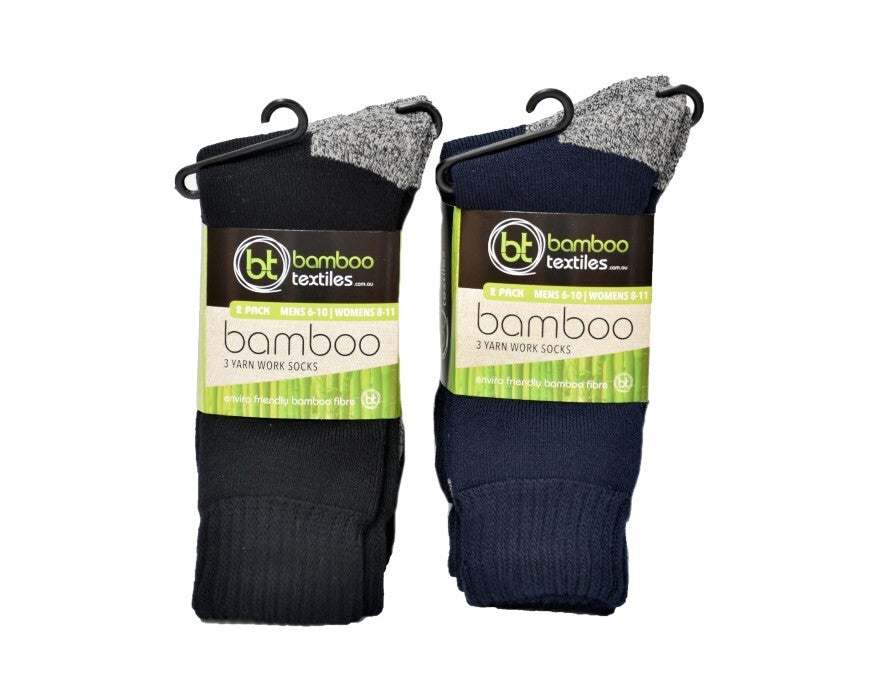 Bamboo 3-Yarn Work Socks 2-Pack