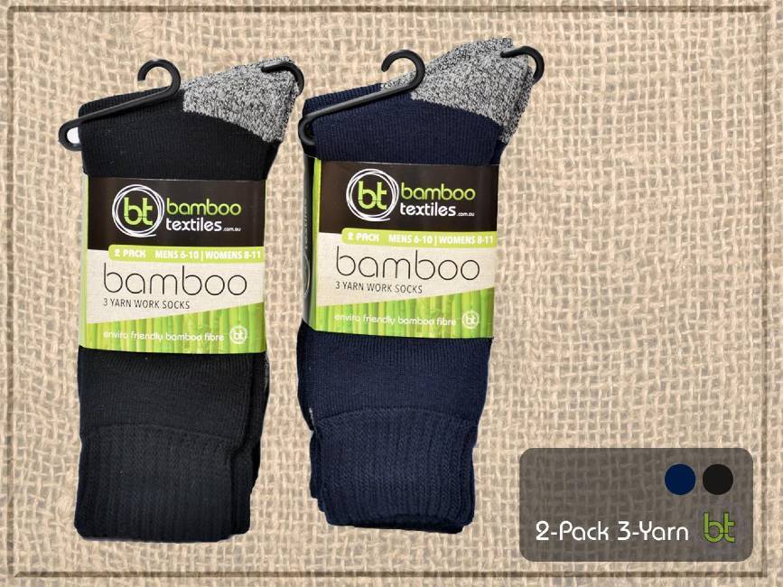 Bamboo 3-Yarn Work Socks 2-Pack