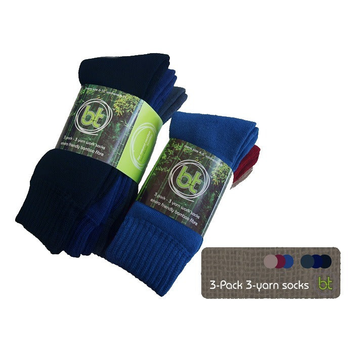 Bamboo 3-Yarn 3-Pack Work Sock