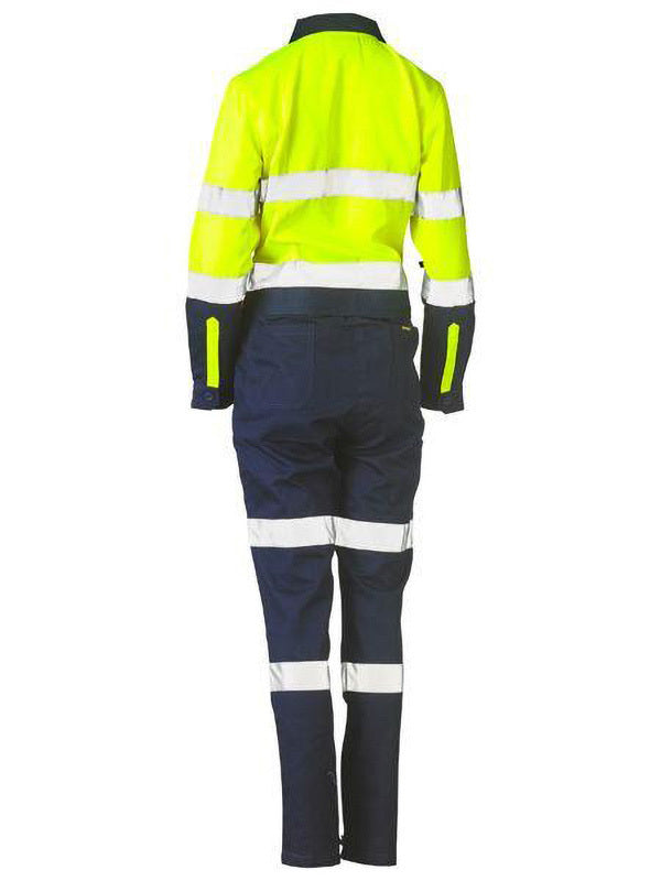Bisley Women's Taped Hi Vis Cotton Drill Coverall
