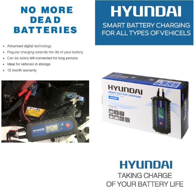 Hyundai 4 Amp Battery Maintenance & Smart Charger DC 6-12V*