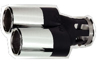 Chrome Sporty Twin Exhaust Tip fits 30-50mm pipes