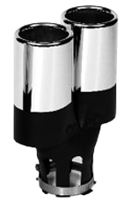 Chrome Sporty Twin Exhaust Tip fits 30-50mm pipes