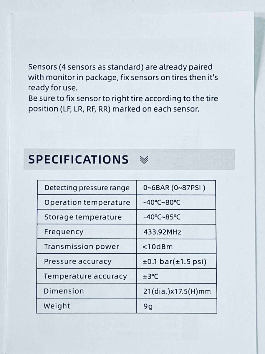 TPMS 8 Tyre Monitoring System by Parksafe