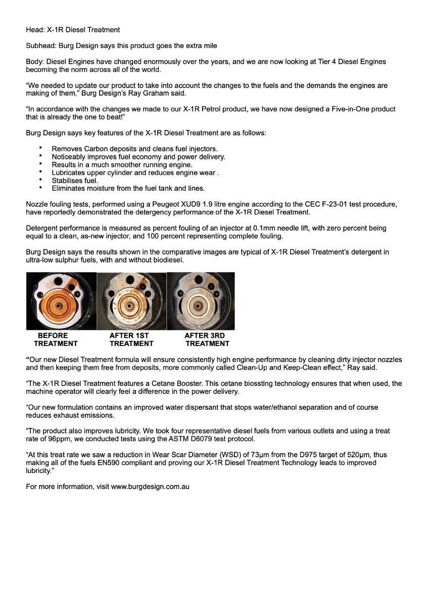 X1R Engine Oil & Diesel Fuel Performance Treatments*