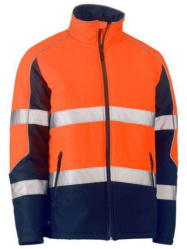 Bisley Taped Hi Vis Puffer Jacket with Stand Collar