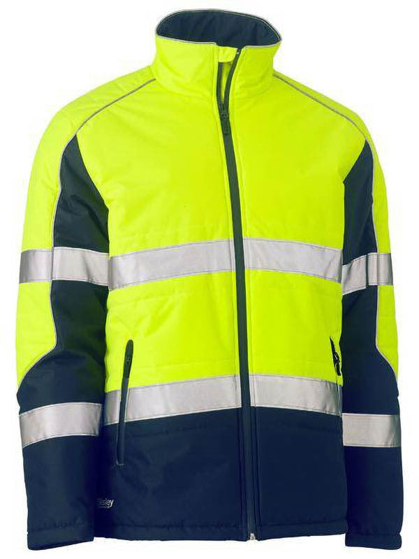 Bisley Taped Hi Vis Puffer Jacket with Stand Collar