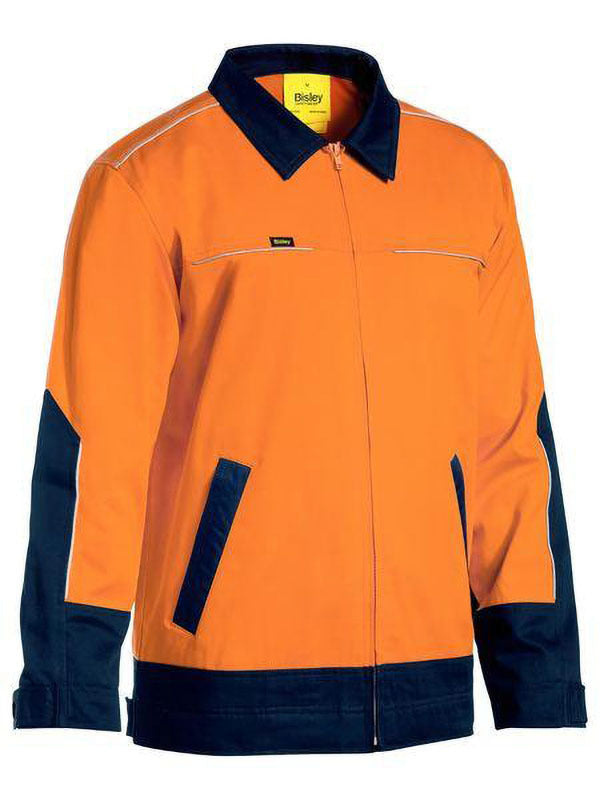 Bisley Hi Vis Drill Jacket with Liquid Repellent Finish