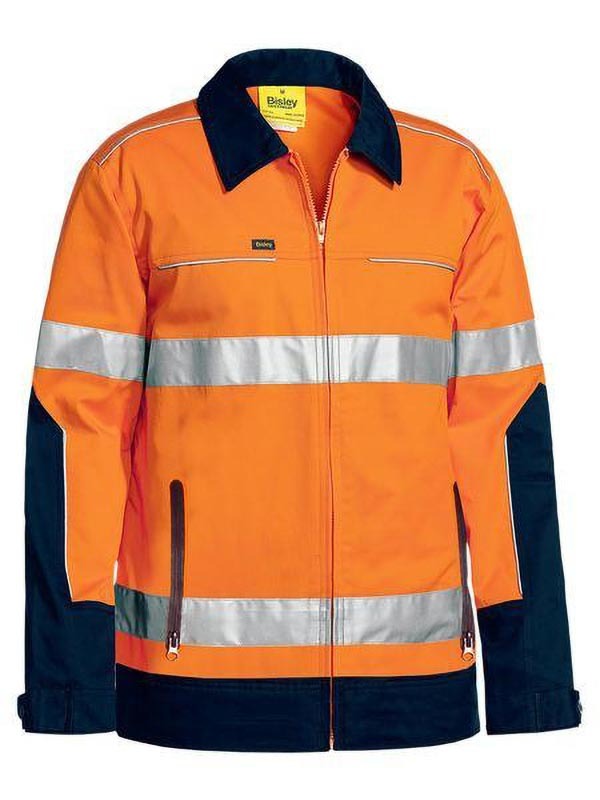 Bisley Taped Hi Vis Drill Jacket with Liquid Repellent finish