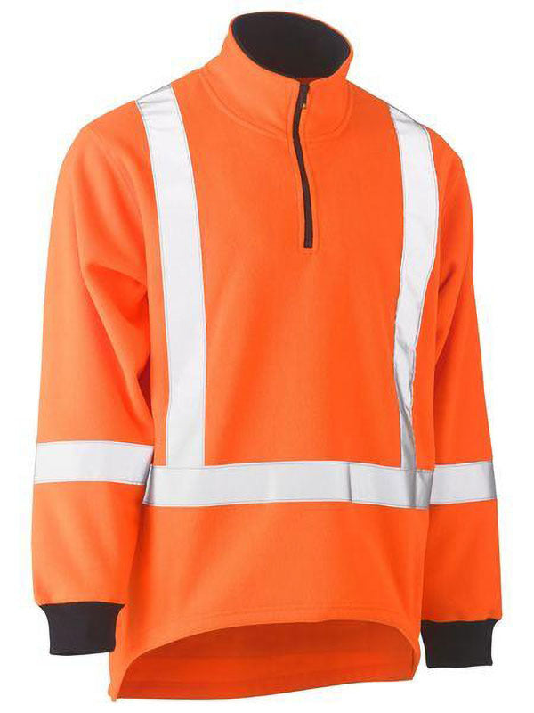Bisley X Taped TTMC Hi Vis Polar Fleece 1/4 Zip Pullover