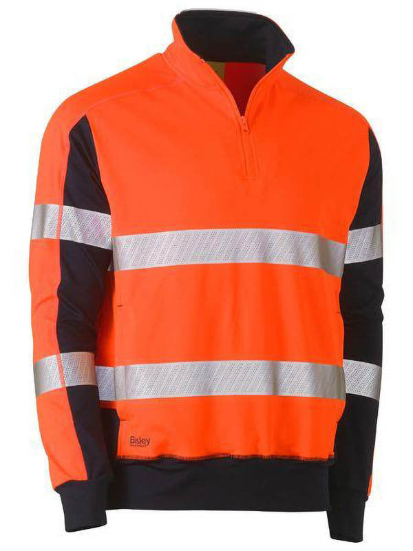 Bisley Taped Two Tone Hi Vis Contrast Stretchy 1/4 Zip Pullover