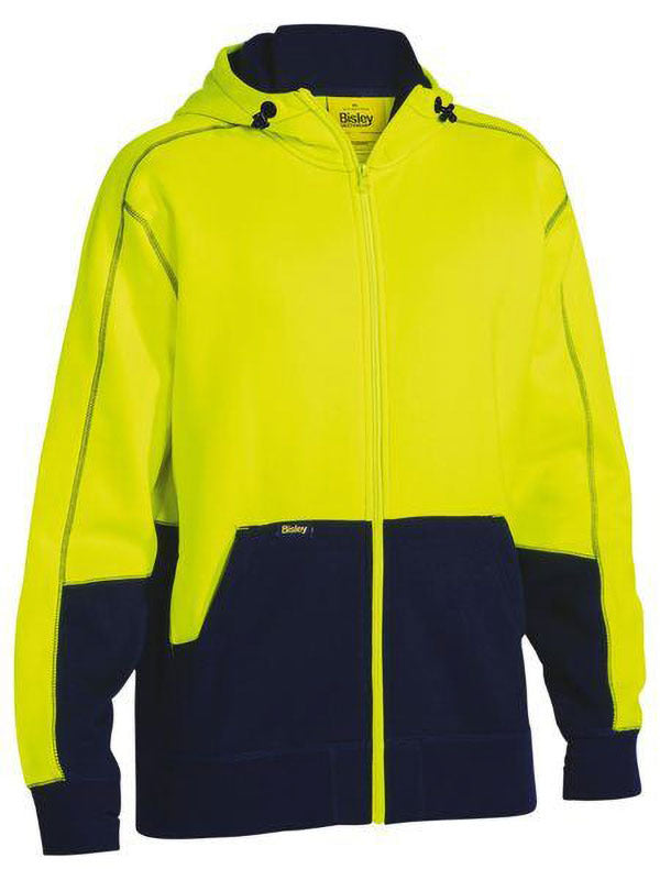 Bisley Hi Vis Zip Front Fleece Hoodie