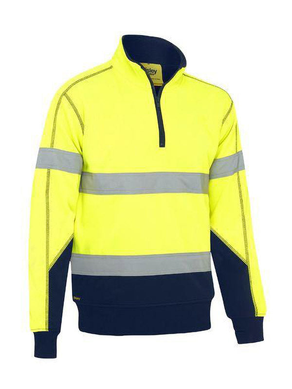 Bisley Taped Hi Vis 1/4 Zip Fleece Pullover with Sherpa Lining
