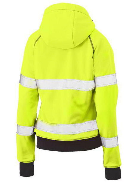 Bisley Women's Taped Hi Vis Fleece Zip Front Hoodie with Sherpa Lining