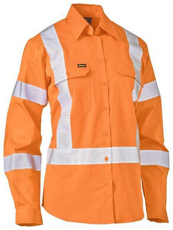 Bisley Women's X Taped Biomotion Hi Vis Cool Lightweight Drill Shirt
