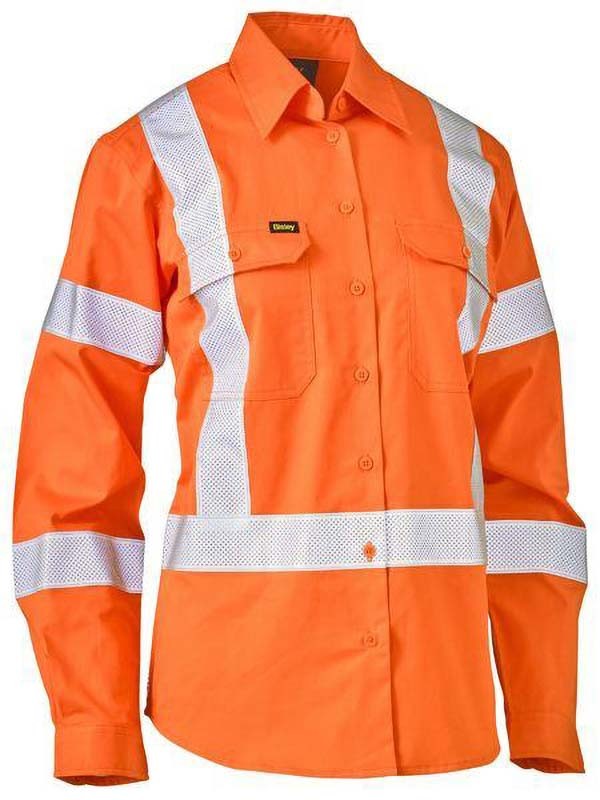 Bisley Women's X Taped Biomotion Hi Vis Cool Lightweight Drill Shirt