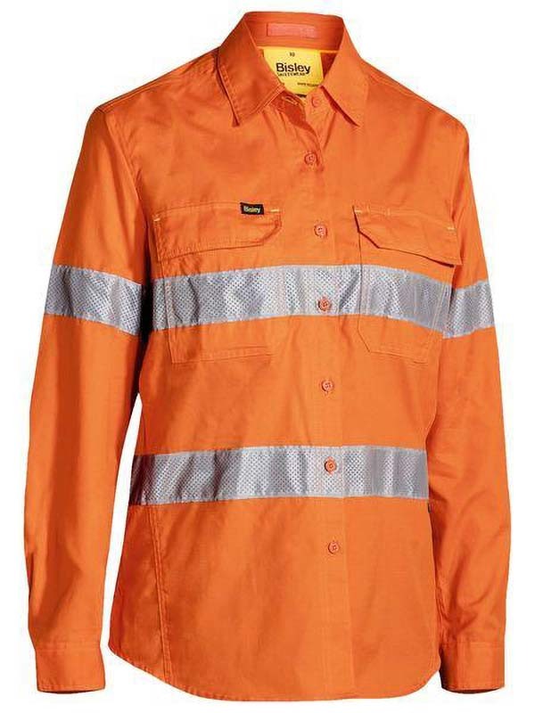 Bisley Women's X Airflow Taped Hi Vis Ripstop shirt