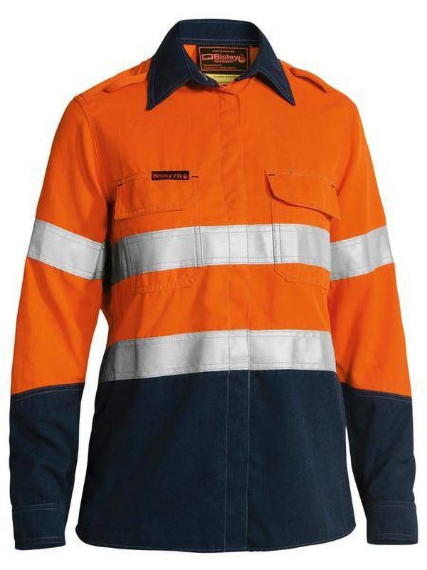 Bisley TenCate Tecasafe Plus 700 Women's Taped Hi Vis FR Vented Shirt