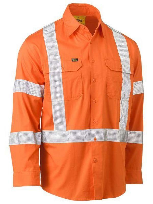Bisley X Taped Biomotion Hi Vis Cool Lightweight Drill Shirt