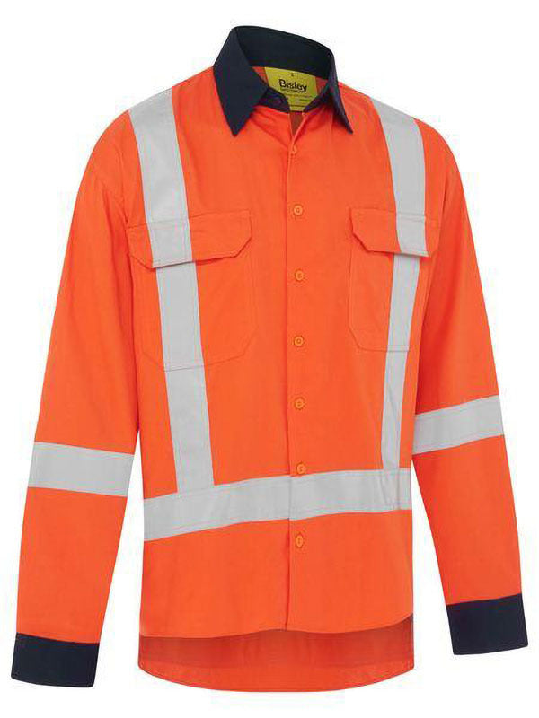 Bisley X Taped Hi Vis TTMC Cool Lightweight Drill Shirt