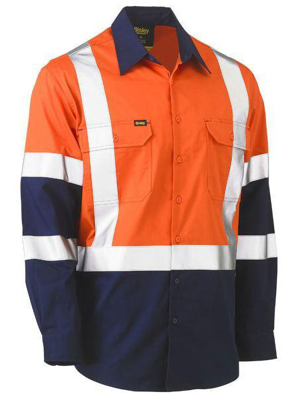 Bisley X Taped Biomotion Two Tone Hi Vis Lightweight Drill Shirt