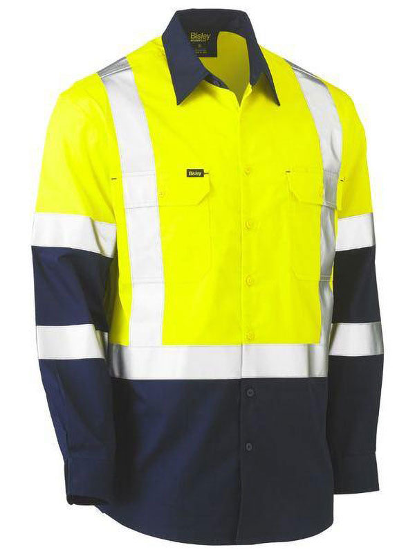 Bisley X Taped Biomotion Two Tone Hi Vis Lightweight Drill Shirt