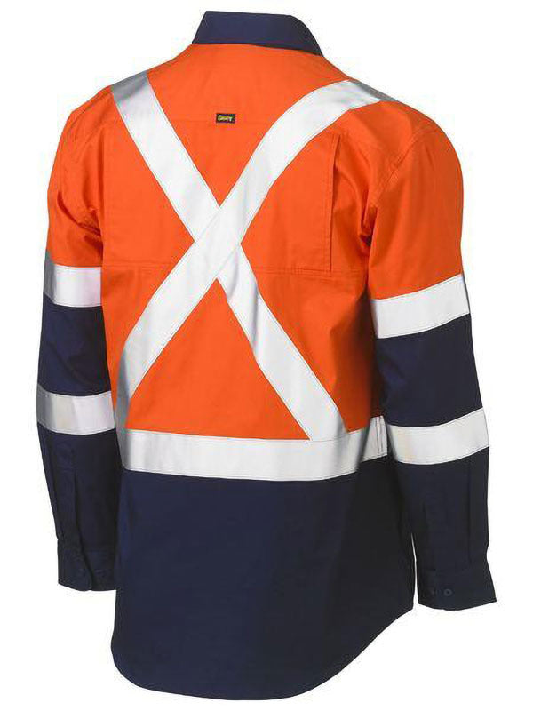 Bisley X Taped Biomotion Two Tone Hi Vis Lightweight Drill Shirt