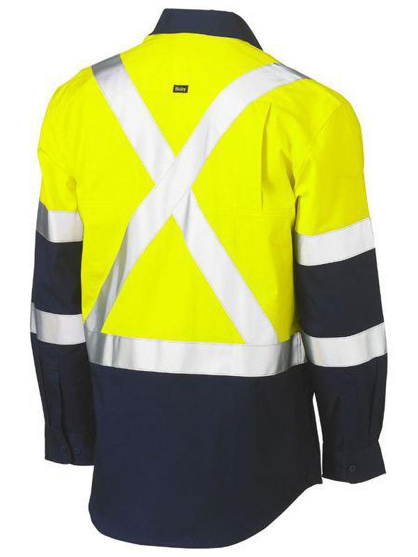 Bisley X Taped Biomotion Two Tone Hi Vis Lightweight Drill Shirt