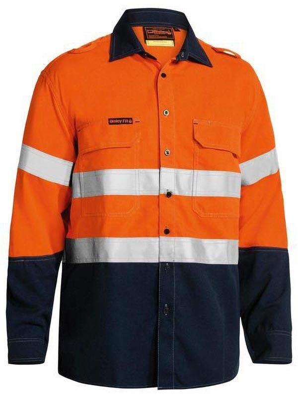 Bisley TenCate Tecasafe Plus 580 Taped Hi Vis Lightweight FR Vented Shirt