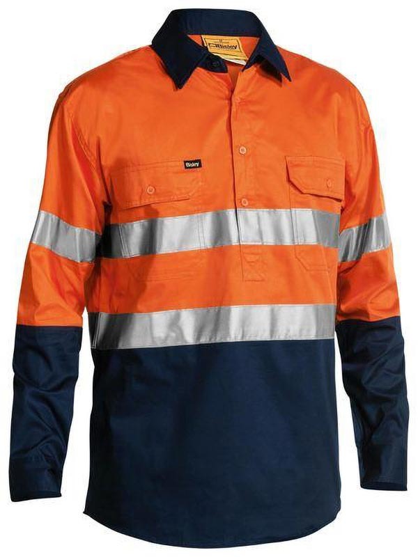 Bisley Taped Hi Vis Closed Front Cool Lightweight Shirt