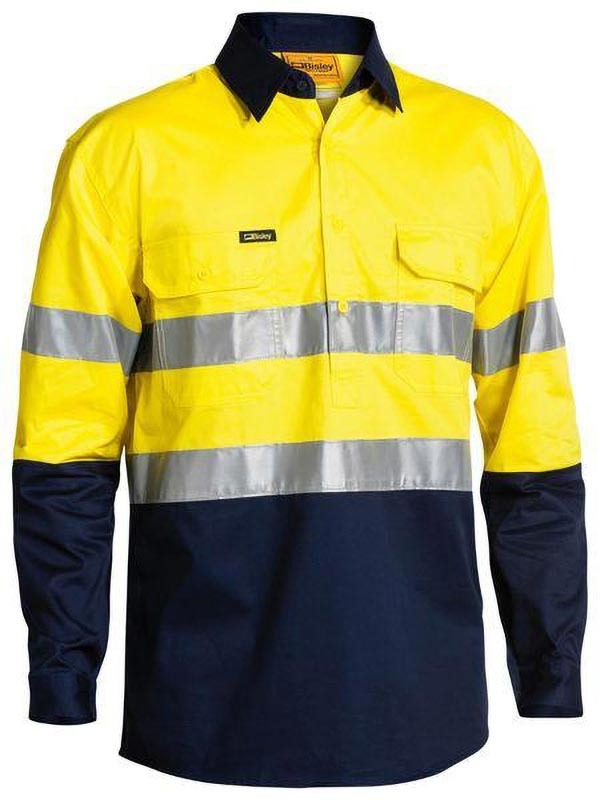 Bisley Taped Hi Vis Closed Front Cool Lightweight Shirt