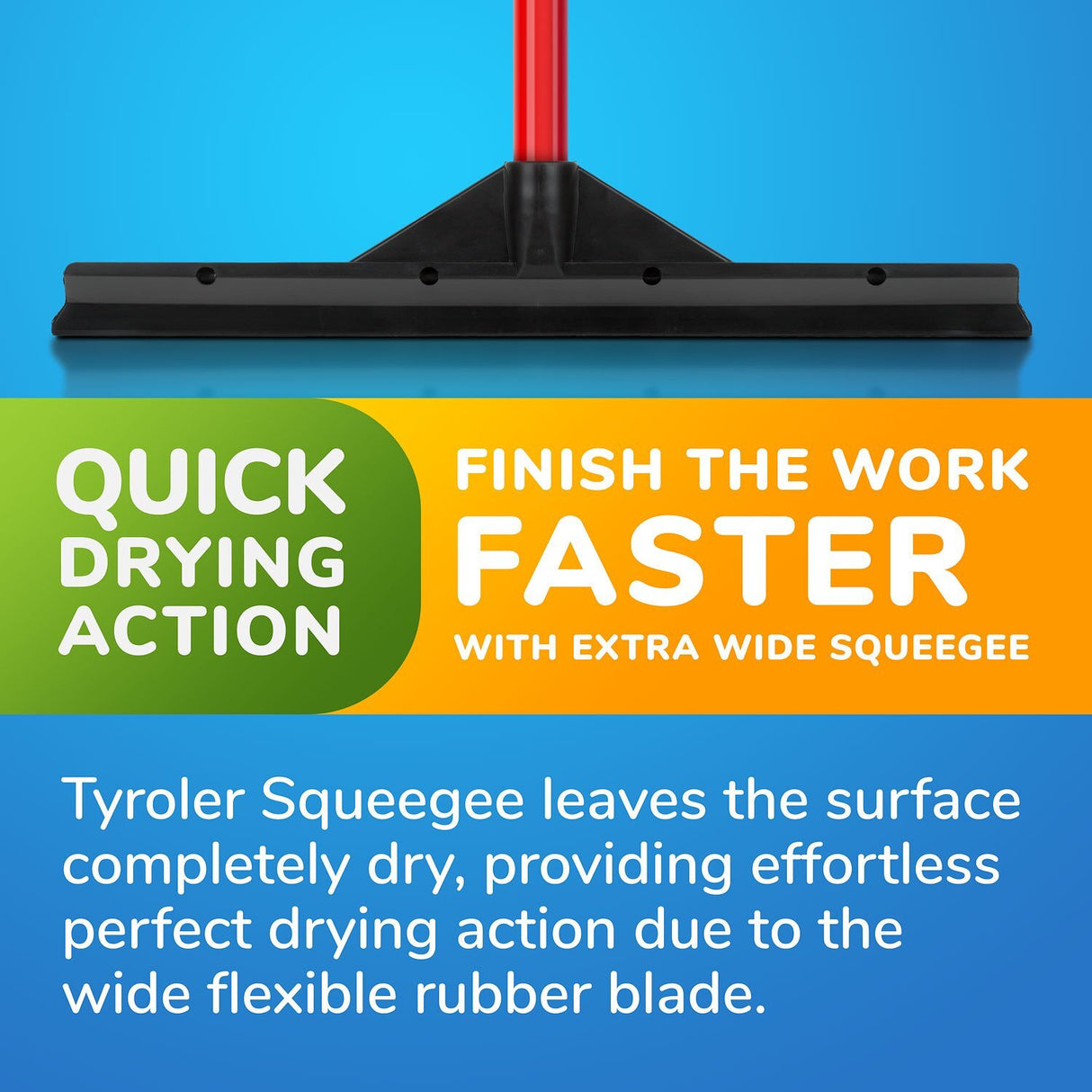 Tyroler BrightTools Floor Squeegee 46 Cm 100% Natural Rubber Blade Heavy Duty