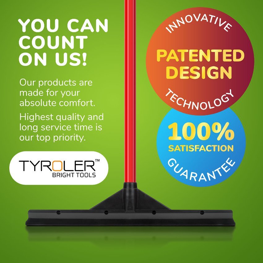 Tyroler BrightTools Floor Squeegee 46 Cm 100% Natural Rubber Blade Heavy Duty
