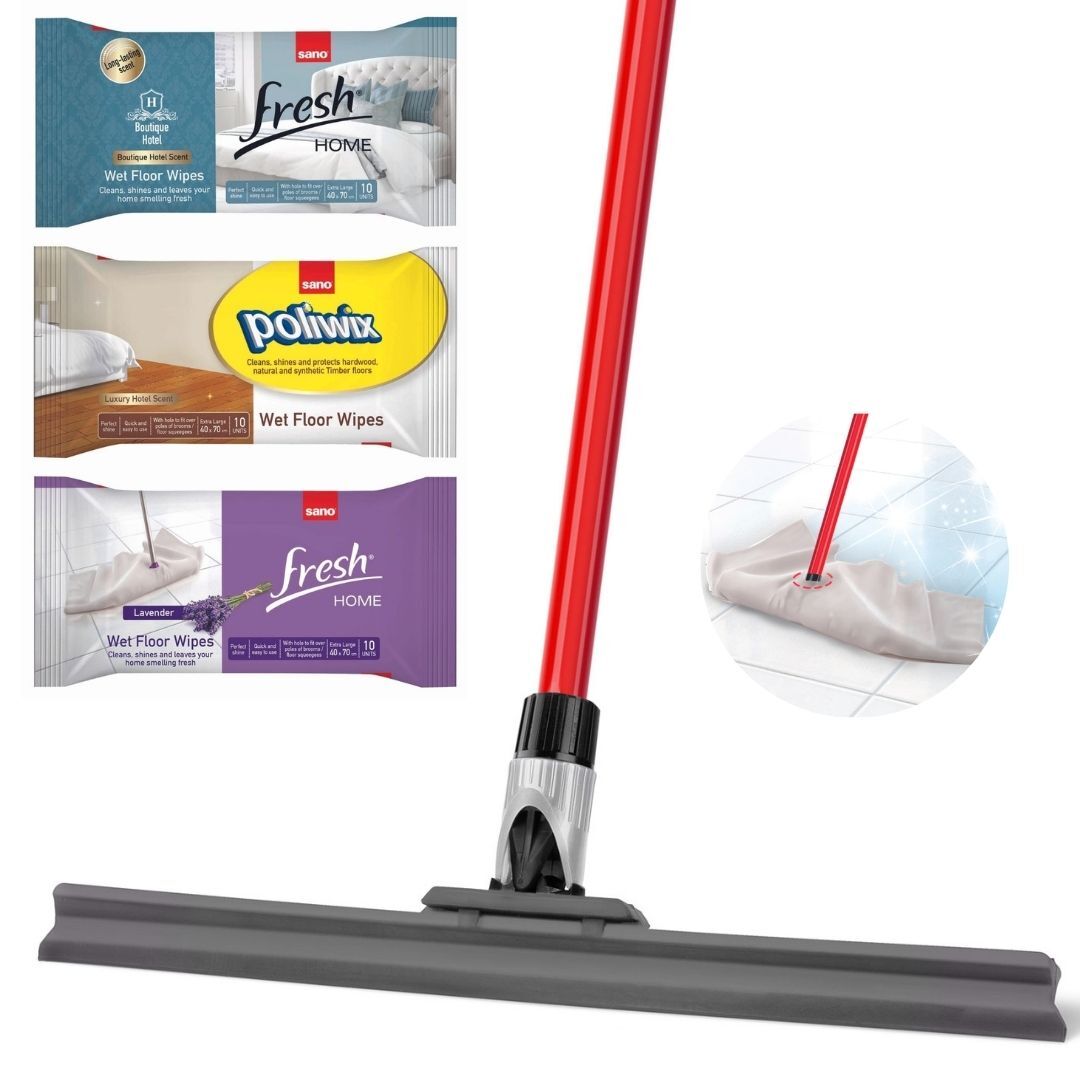 BrightTools Floor Squeegee Cleaning System, 2in1 Squeegee & Quick Mop