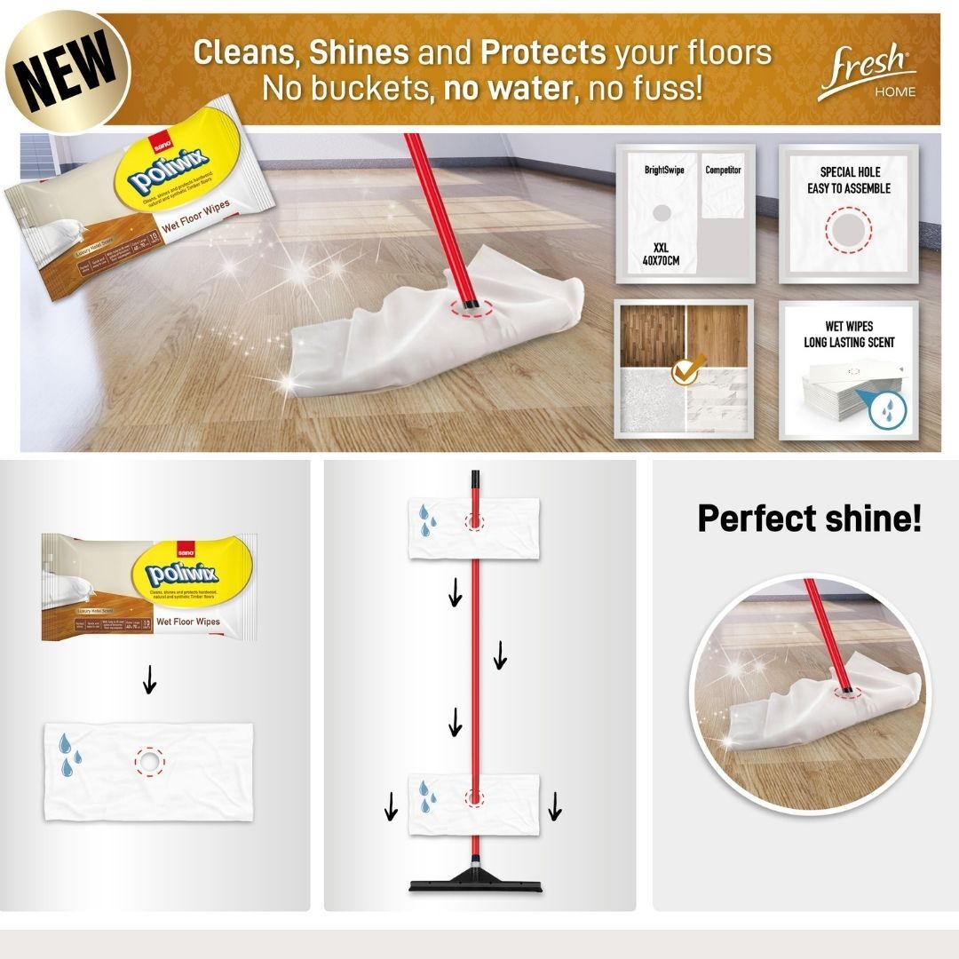 BrightTools Floor Squeegee Cleaning System, 2in1 Squeegee & Quick Mop