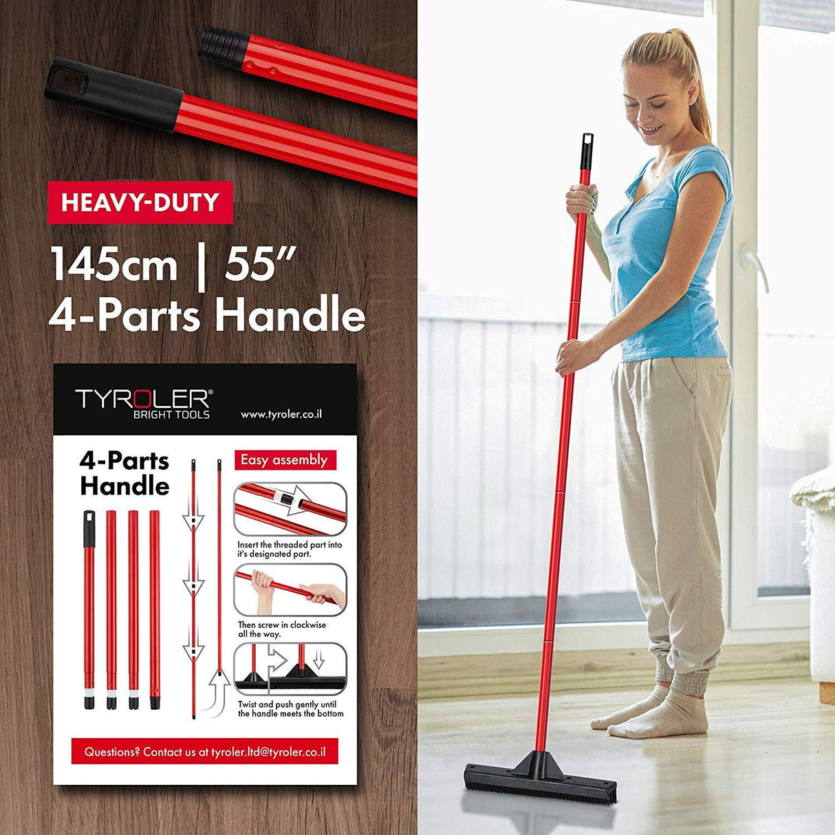 Tyroler BrightTools Rubber Broom & squeegee 100% Natural Rubber