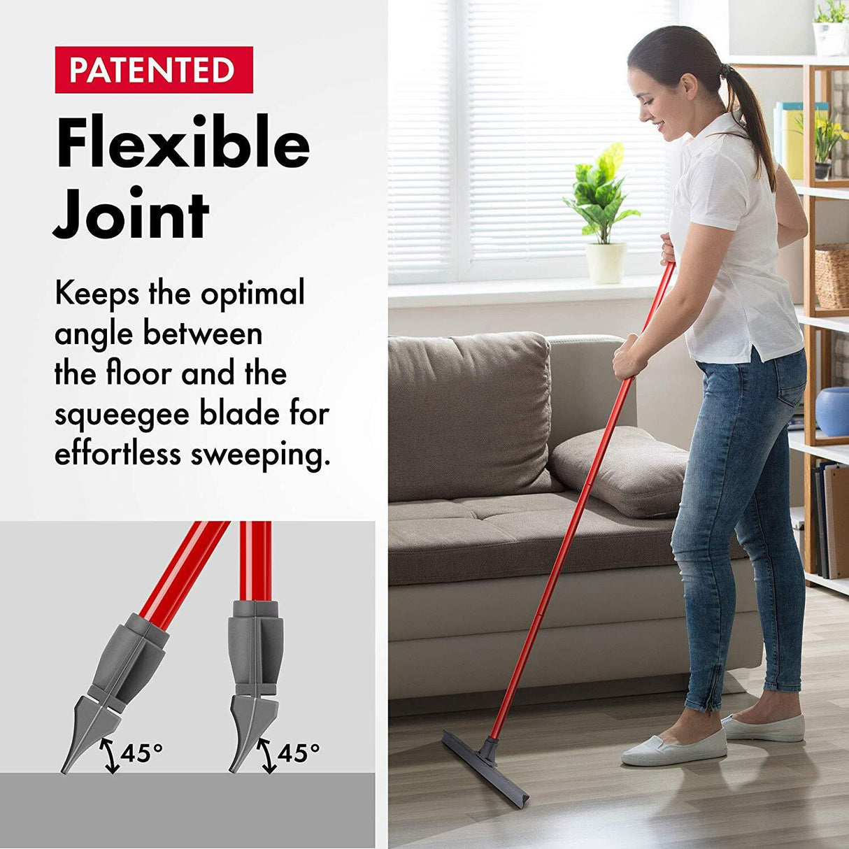 Tyroler BrightTools Floor Squeegee Heavy Duty 100% Silicone with Flexible Joint for Better Sweeping