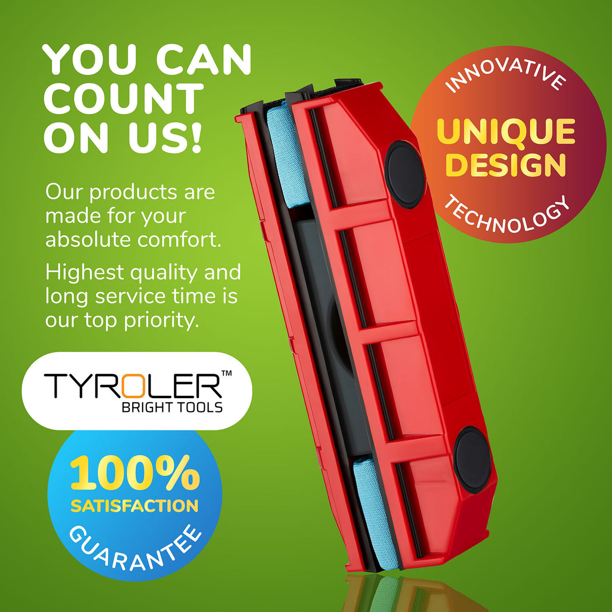 Tyroler BrightTools Glider S-1 Magnetic Window Cleaner For Single Glazed Windows Up To 8 Mm Window Thickness.