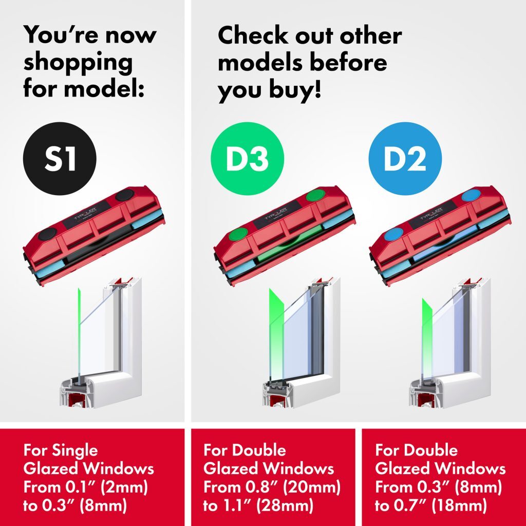 Tyroler BrightTools Glider S-1 Magnetic Window Cleaner For Single Glazed Windows Up To 8 Mm Window Thickness.