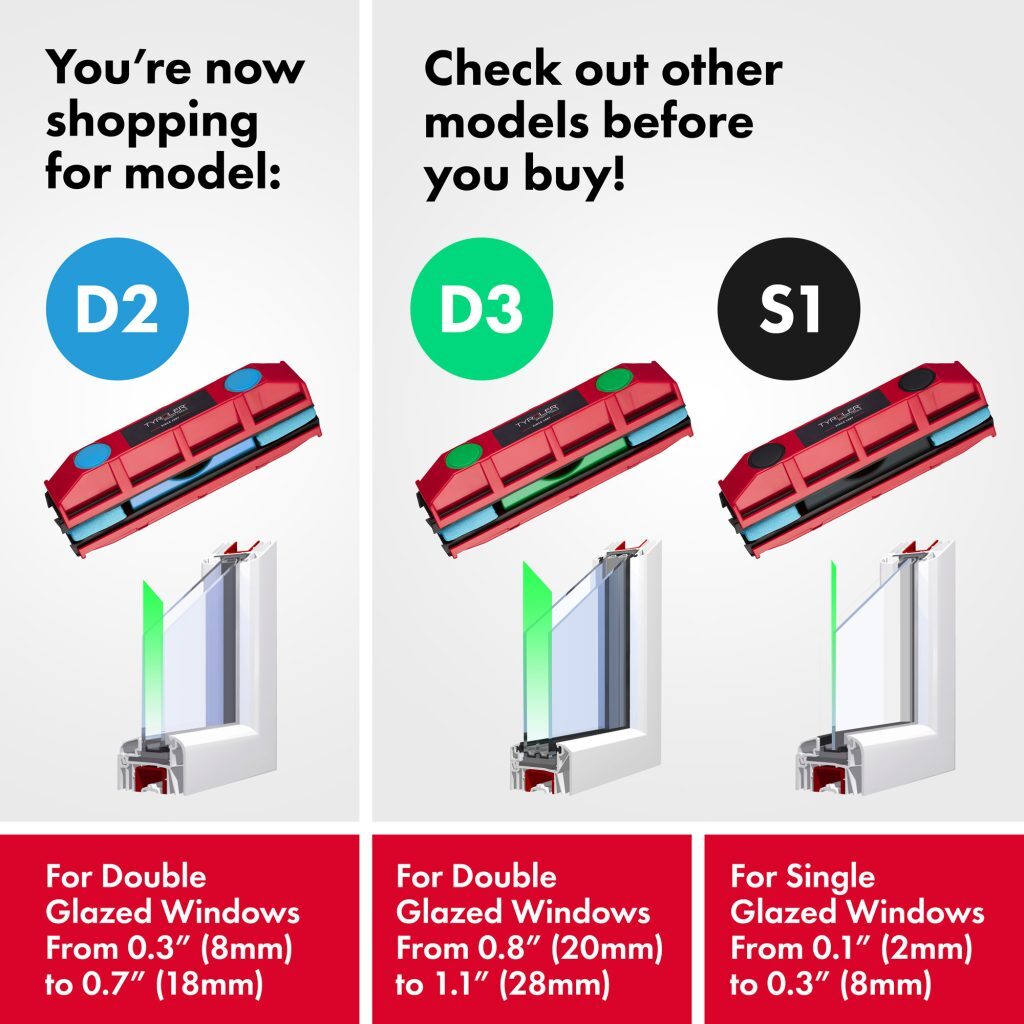 Tyroler BrightTools Glider D-2 Magnetic Window Cleaner For Double Glazed Windows With Window Thickness Up To 20 Mm.