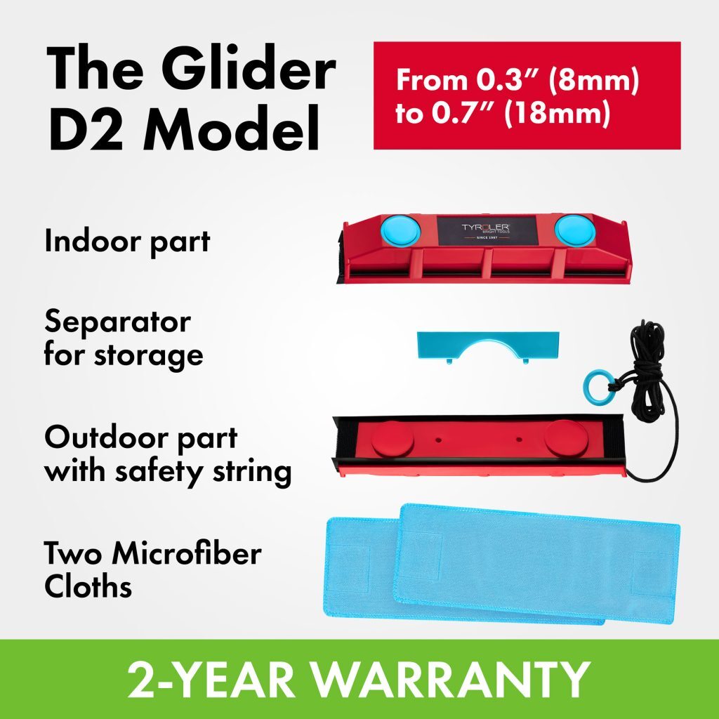 Tyroler BrightTools Glider D-2 Magnetic Window Cleaner For Double Glazed Windows With Window Thickness Up To 20 Mm.
