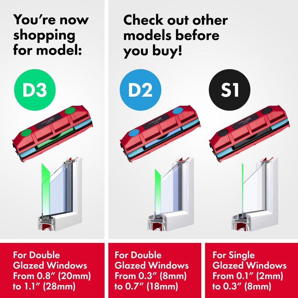 Tyroler BrightTools Glider D-3 Magnetic Window Cleaner For Double Glazed Windows With Window Thickness Of 20-28 Mm.