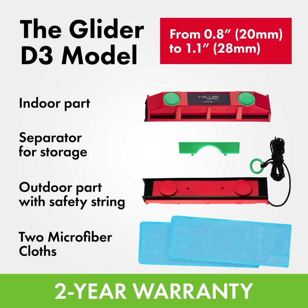 Tyroler BrightTools Glider D-3 Magnetic Window Cleaner For Double Glazed Windows With Window Thickness Of 20-28 Mm.