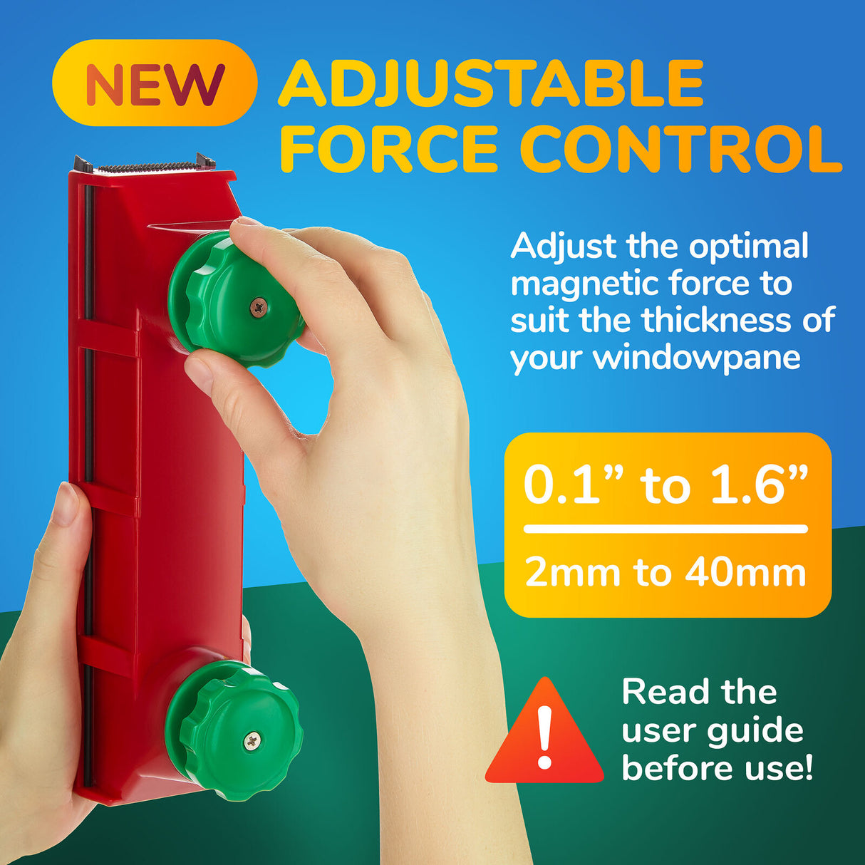 Tyroler BrightTools Glider D-4 Afc (Adjustable Magnetic Force) Magnetic Window Cleaner For All Window Thickness 2Mm-40Mm