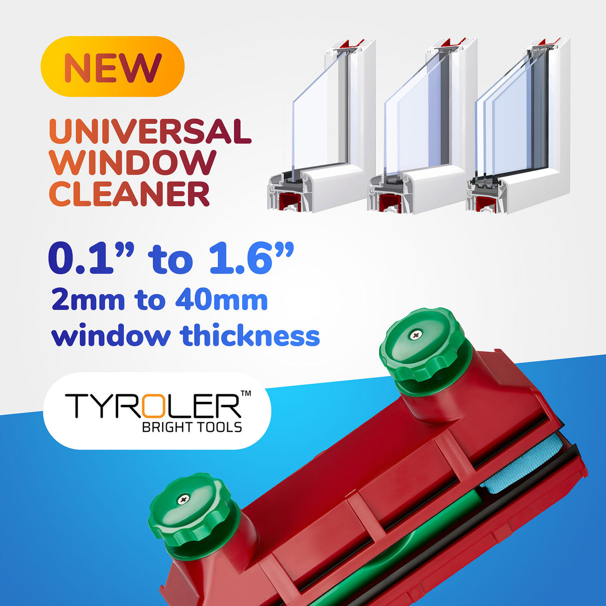 Tyroler BrightTools Glider D-4 Afc (Adjustable Magnetic Force) Magnetic Window Cleaner For All Window Thickness 2Mm-40Mm